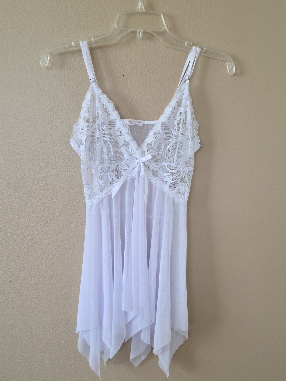 Avid Love White Lace Babydoll Strap Chemise Lingerie Flirty Romantic - Size M